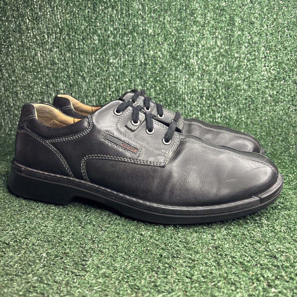 Ecco Mens Fusion Bicycle Toe Black Leather Oxfords Lace Up Shoe EU 47 / US 13